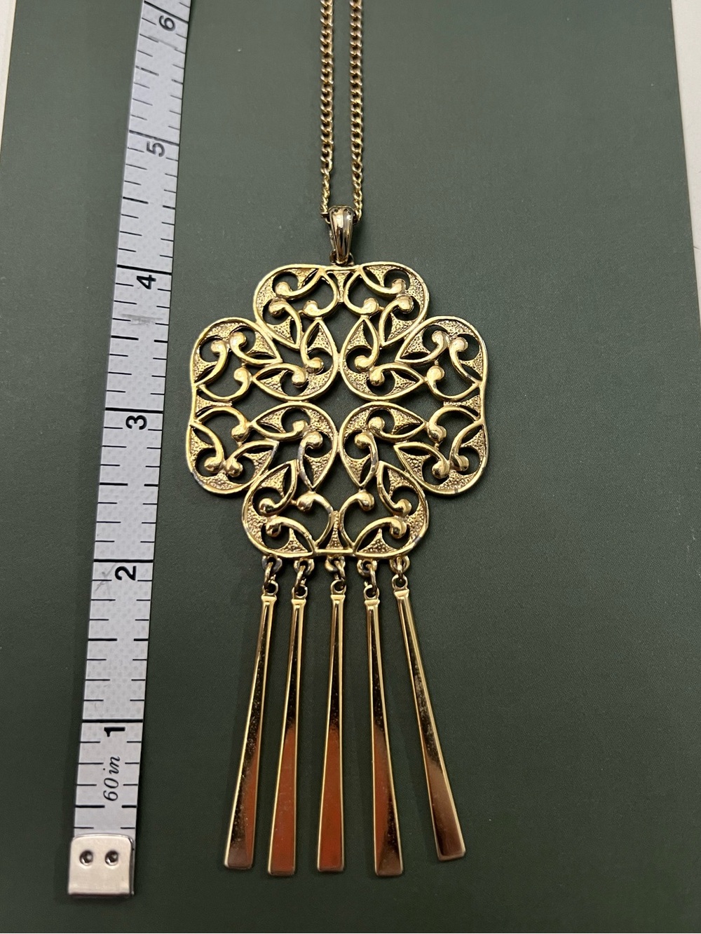 Vintage MCM clover flower large pendant Monet Napier trafari style